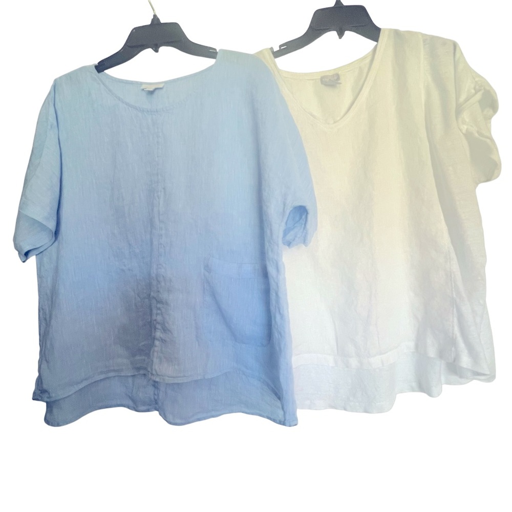 TWO Linen Shirts-PureJill (Blue) and Chico’s (white)
